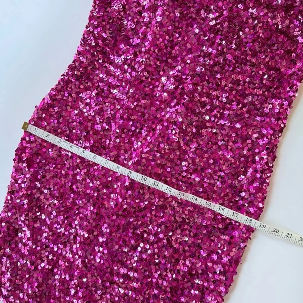 Vintage 1980s Night Line Silk Barbie Pink Sequin Sleeveless Dress Size 10 M - Picture 15 of 16